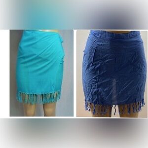 Zuliana 100% Rayon Skirts Wrap Around Waist Tie, Blue & Teal New